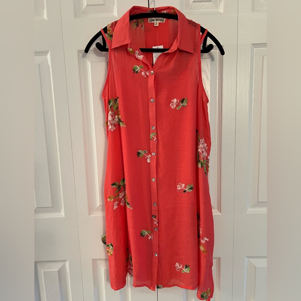 Hope Springs Embroidered Dress with attached slip-Size M-NWT